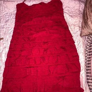 Strapless hot pink ruffle dress